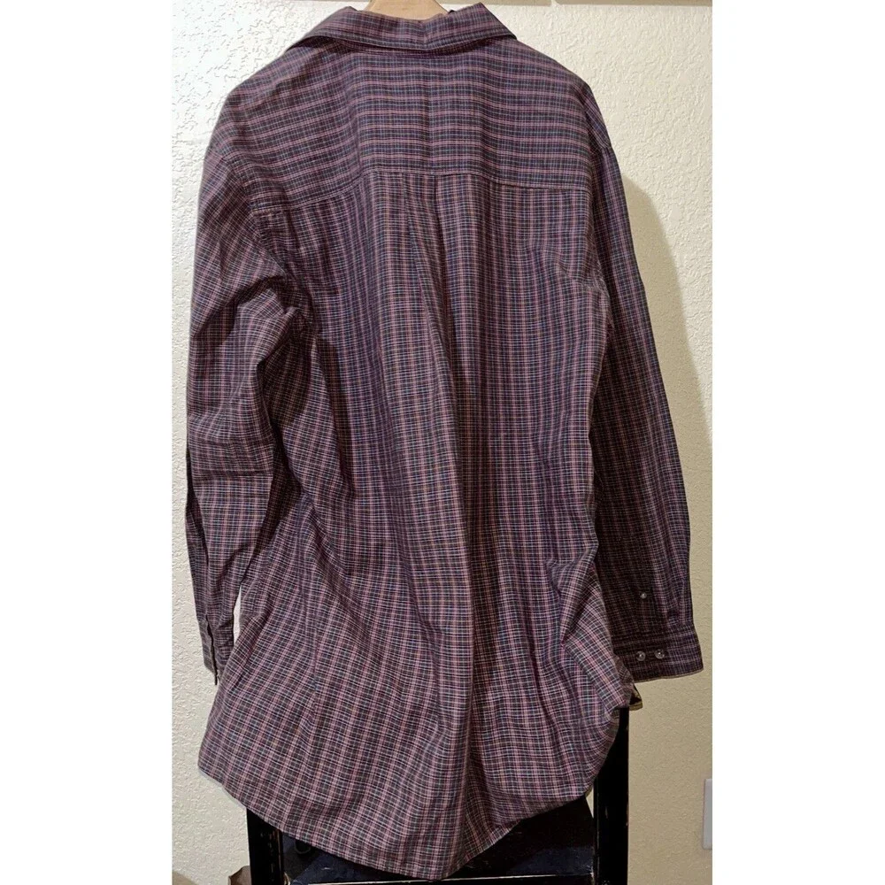 Vintage Wrangler Rugged Wear Mens X Large Tall Plaid Button Up Shirt Long Sleeve